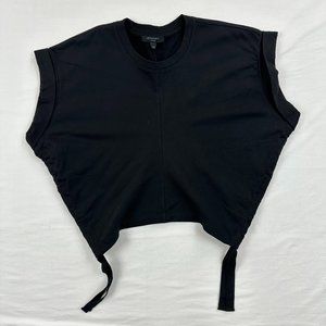 AllSaints Mira Side Ruched Crop Top drawstring all black L sleeveless drawcord